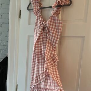 Pink Gingham Ruffle Dress